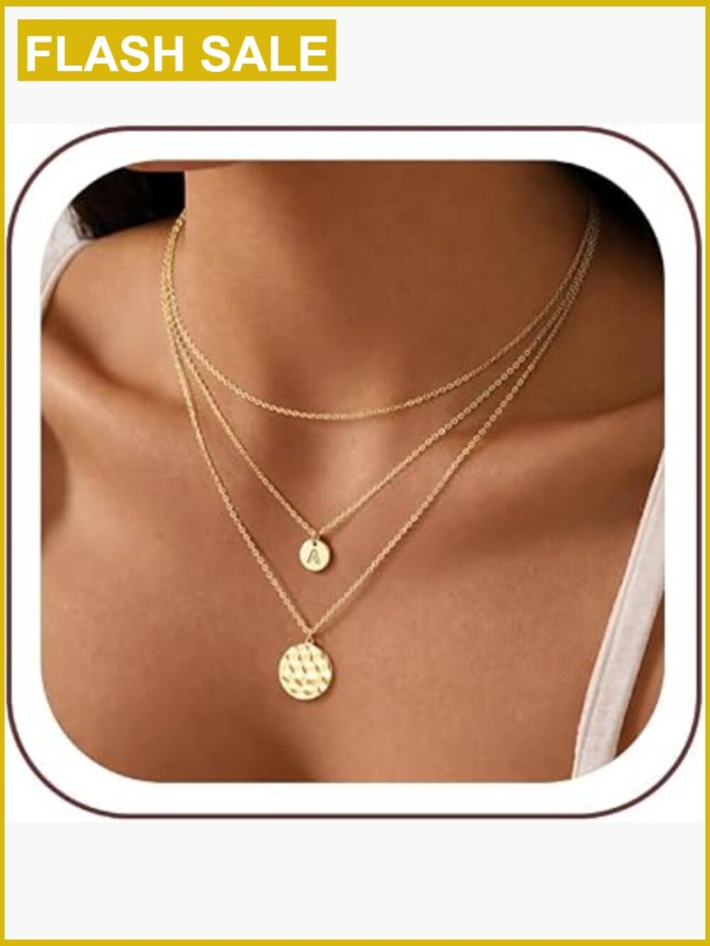 Layered Initial Choker Necklace Set 14k Gold Plated